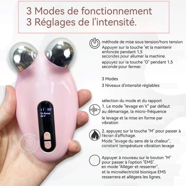 INN Skönhetsapparat 400mah EMS 3 lägen LCD 3:e hastighet ansiktsmassageapparat massagekudde elektromena massageapparat