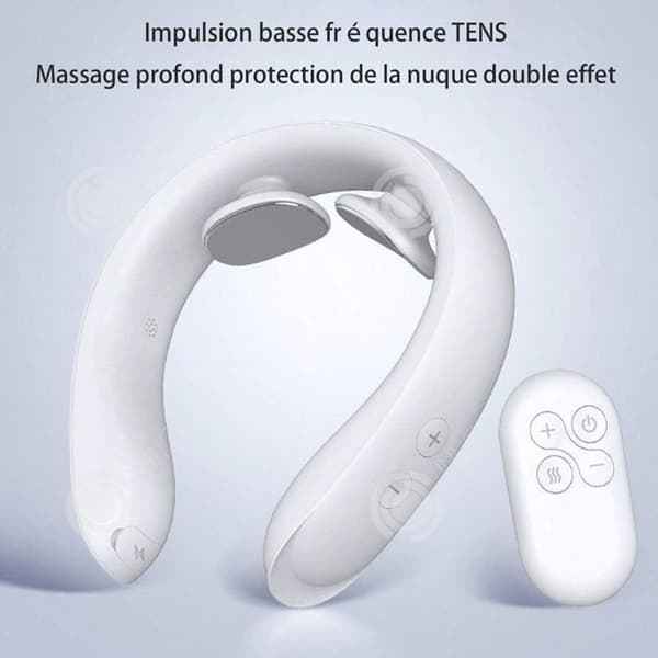 INN Cervikal massageapparat 800mAh typ-c uppvärmande nackmassager med fjärrkontroll och 15 justeringsnivåer och 6 lägen och röstmeddelande