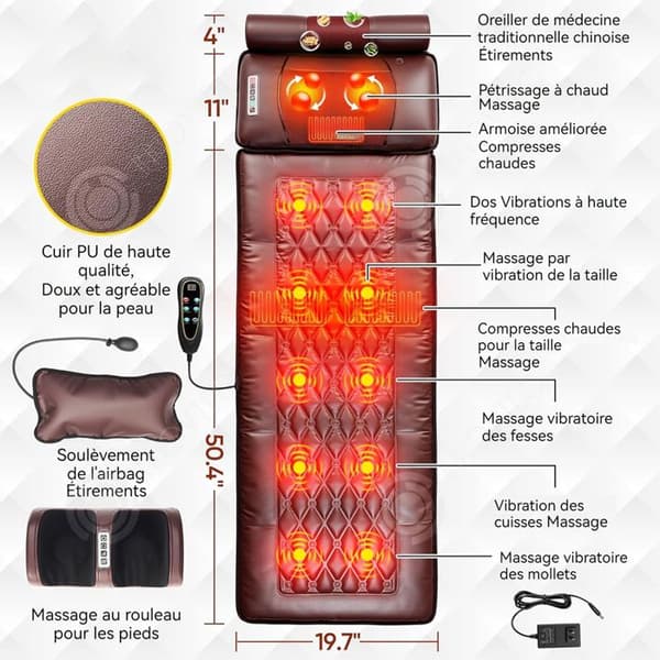 INN Massagemadrass 9 hastigheter 9 lägen Multifunktionell cervikal massager Midjemassagekudde Elektrisk massagestol