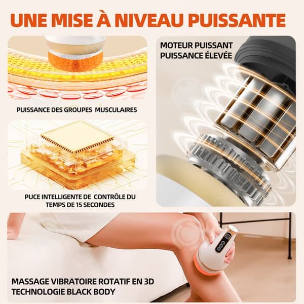 INN Massager 12 vibrationslägen sladdlös elektrisk massageapparat för bukben med 3 tvättbara dynor och 3 massagehuvuden