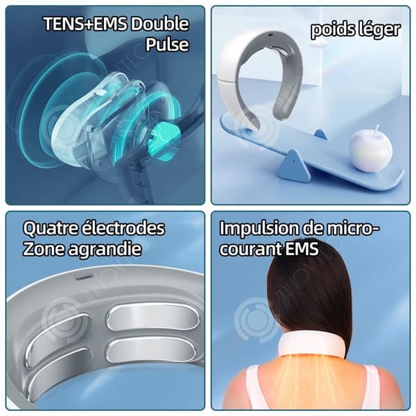 INN Cervikal massager 3W USB uppvärmande nackmassager med 4 massagehuvuden 9 nivåer justering och 4 lägen elektrisk nack massager