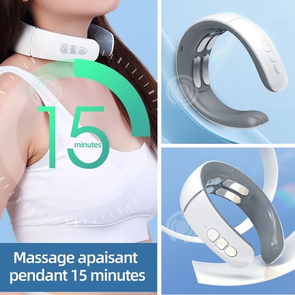 INN Cervikal massager 3W USB uppvärmande nackmassager med 4 massagehuvuden 9 nivåer justering och 4 lägen elektrisk nack massager