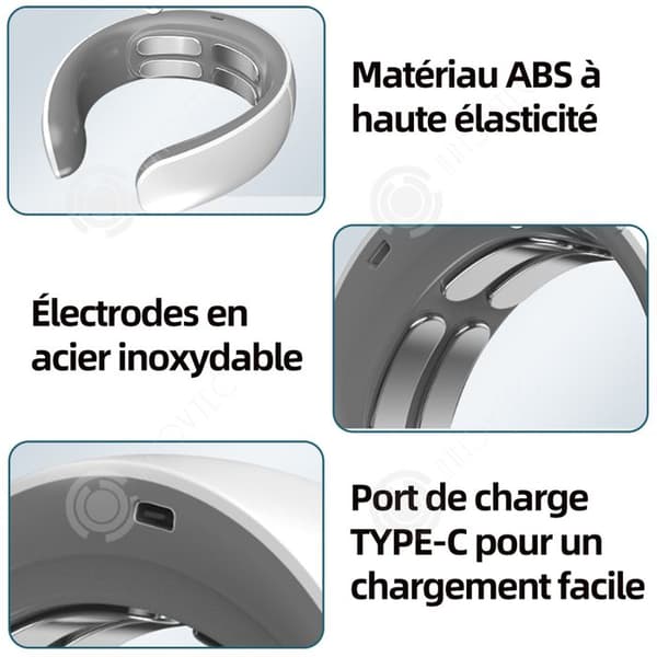 INN Cervikal massager 3W USB uppvärmande nackmassager med 4 massagehuvuden 9 nivåer justering och 4 lägen elektrisk nack massager
