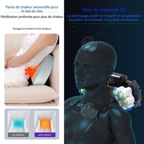 INN massagekudde 3 hastigheter massagekudde Uppvärmd helkroppsmassagekudde med synkroniseringsfunktion
