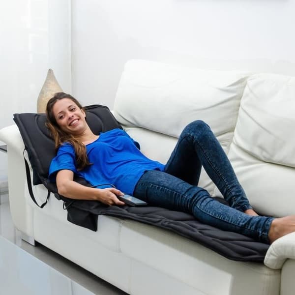 Massagemadrass - JOCCA - 6163 - 100 % polyester - 10 motorer - 5 lägen - 172 x 57 x 4 cm - Svart