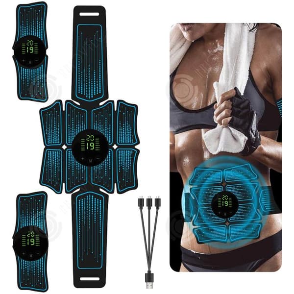INN Muskelelektrostimulator 6 massagelägen i full frihet bukbälte bukkroppsbyggande bälte uppladdningsbart
