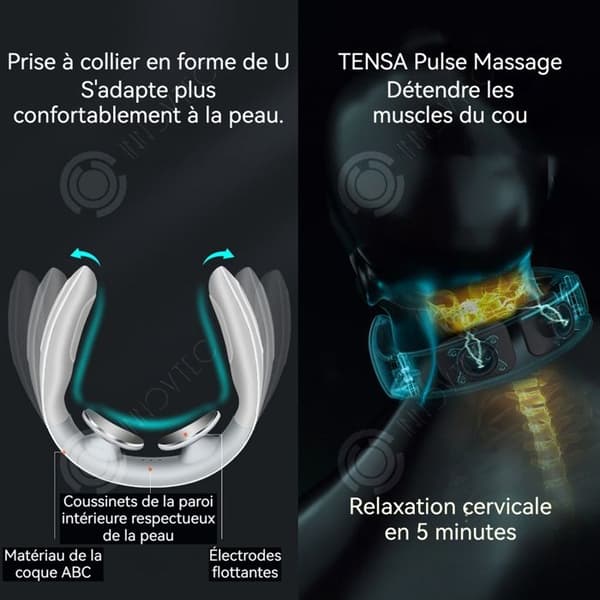 INN Massör 10 lägen 15 hastigheter 350 mah automatisk tidsinställning EMS impulser färgglad lysdiod bärbar nackmassageapparat