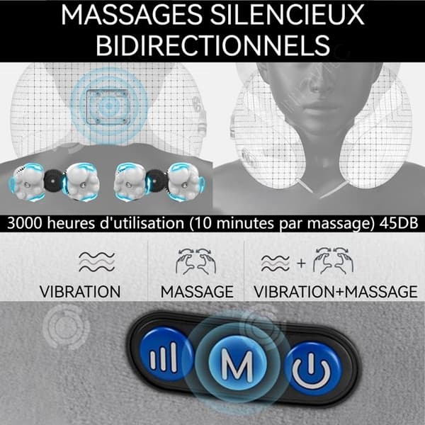 INN Nackmassör i 3D minnesskum med 3 nivåer av värme, U-formad massagedyna, portabel nackmassör