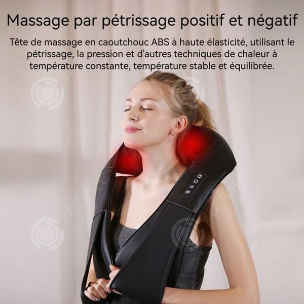 INN Nackmassageapparat 12V 24W 2 lägen 16 massagehuvuden 3 justerbara intensitetsnivåer konstant temperaturvärme