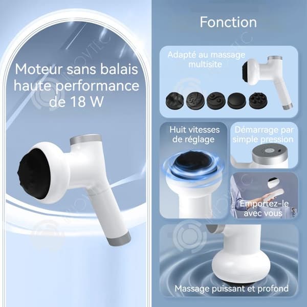 INN Masseur anti-cellulite 18w 1500mah portabel trådlös massör för nacke, midja och axlar, justerbar med 8 hastigheter, automatisk avstängning