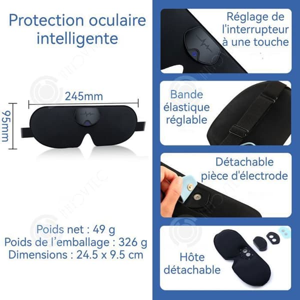 INN Ögonmassageapparat 350mAH med 4 hastighetsinställningar Värmemask för ögonmassage Förbättra sömnen Andningsbar och bekväm