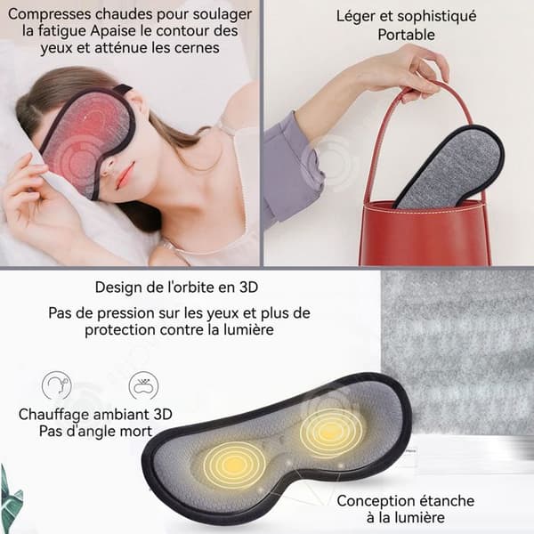 INN Ögonmassageapparat 1800mAH 21x9 cm Mask för ögon med varm ånga för hemmabruk 3 värmenivåer Timer switch