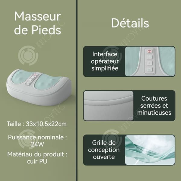 INN Fotmassage 33x10,5x22cm 3 intensitetsnivåer Värmebehandling med röd ljus av dubbel frekvens Knytmassagesimulator