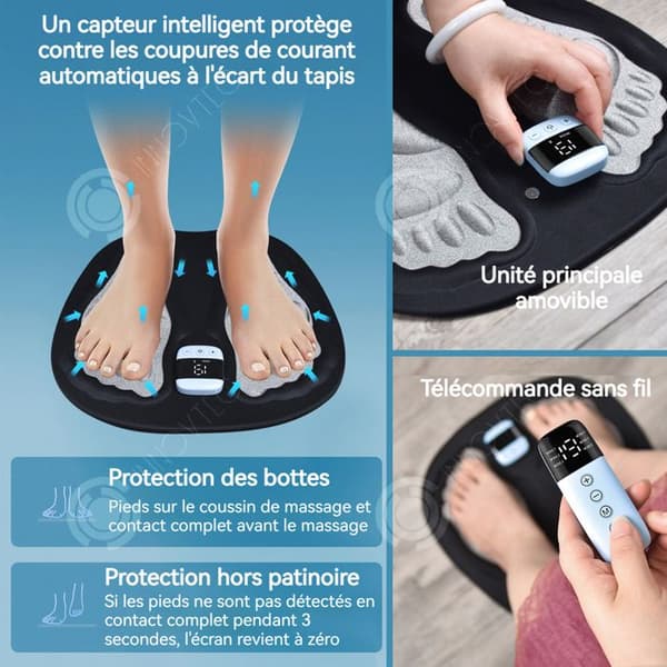 INN Fotmassageapparat 180mah 33x32cm Intelligents skyddssensorer 3D massagematta för fötter Med fjärrkontroll utan