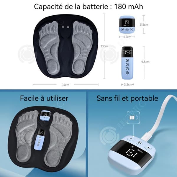 INN Fotmassageapparat 180mah 33x32cm Intelligents skyddssensorer 3D massagematta för fötter Med fjärrkontroll utan