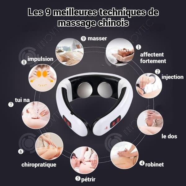 INN Masseur 6 lägen 15 hastigheter 150 mAh smart justering 3D dragring dubbel patch liten och portabel nackmassagerare