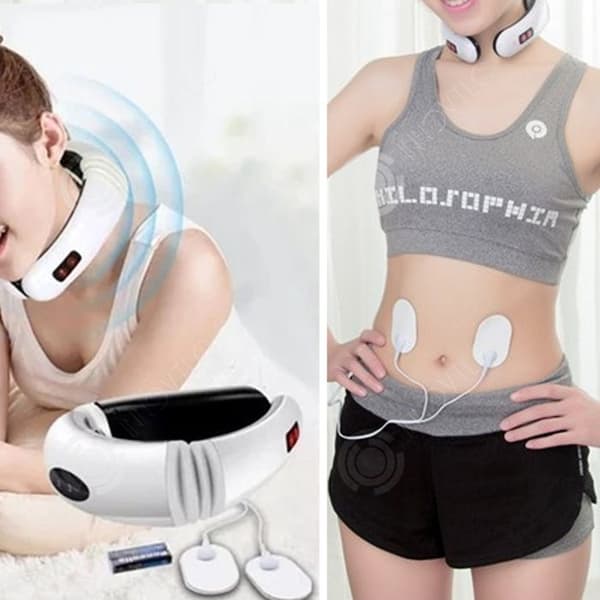 INN Masseur 6 lägen 15 hastigheter 150 mAh smart justering 3D dragring dubbel patch liten och portabel nackmassagerare