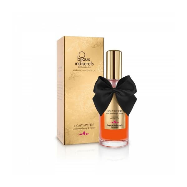 Erotisk Massasjeolje Bijoux Cosmetiques Light My Fire 100 ml Jordbær Oppvarmende Effekt