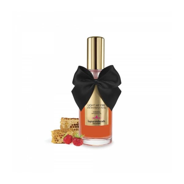 Erotisk Massasjeolje Bijoux Cosmetiques Light My Fire 100 ml Jordbær Oppvarmende Effekt
