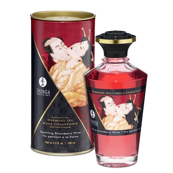 Erotisk Massasjeolje Shunga SHU127-SPARKLING STRAWBERRY WINE 100 ml Jordbær