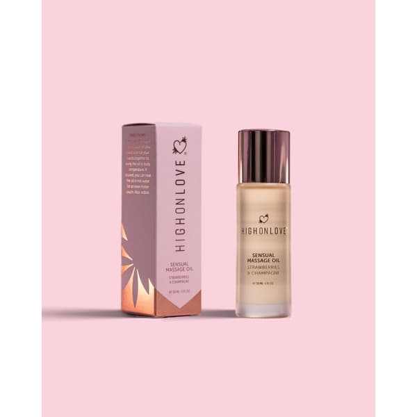 Erotisk massageolie Highonlove Jordbær Jordbær Mousserende Vin 30 ml