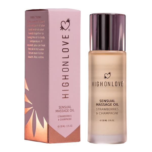 Erotisk massageolie Highonlove Jordbær Jordbær Mousserende Vin 30 ml