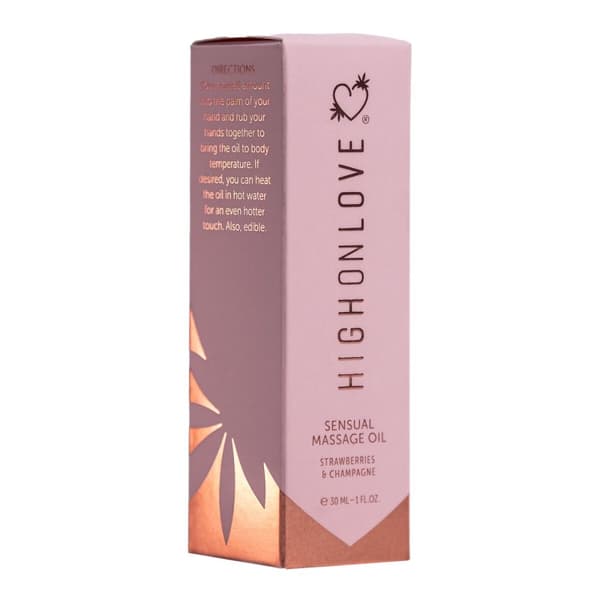 Erotisk massageolie Highonlove Jordbær Jordbær Mousserende Vin 30 ml
