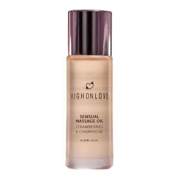 Erotisk Massageolja Highonlove Jordgubbe Mousserande vin med jordgubbssmak 30 ml