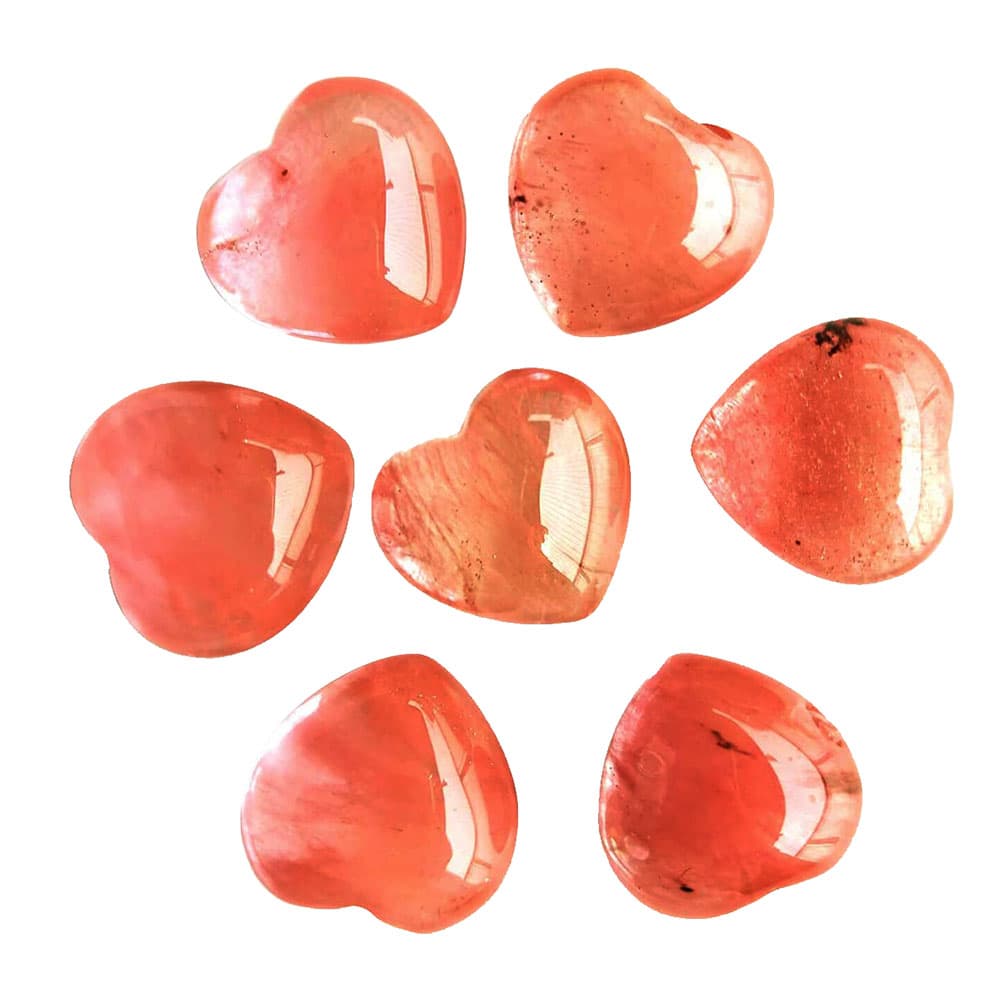 Kristallhjärta av Karneol 2cm - 7 stenar