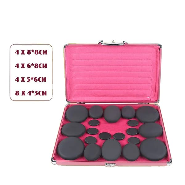 Hot Stone Massage Sæt, 20 Varme Sten Inkluderet, Justerbar Temperatur, Holdbar Varmeboks