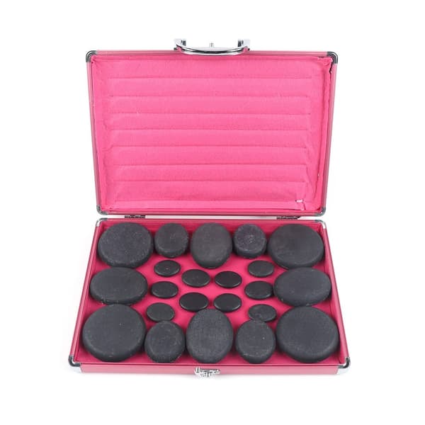 Hot Stone Massage Sæt, Inkluderer 20 Basaltsten, Effektiv Opvarmningsboks,20 stk.