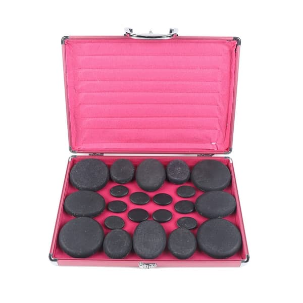 Hot Stone Massage Sæt, Inkluderer 20 Basaltsten, Effektiv Opvarmningsboks,20 stk.