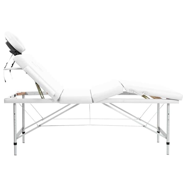 vidaXL Cremefarvet sammenfoldeligt massagebord med aluminiumsstel,4 zoner