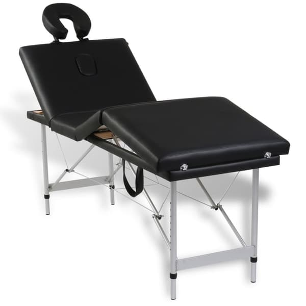 vidaXL Hopfällbar massagebänk med 4 sektioner aluminiumram svart