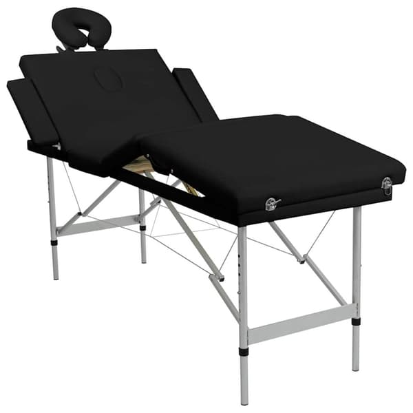 vidaXL Hopfällbar massagebänk med 4 sektioner aluminiumram svart
