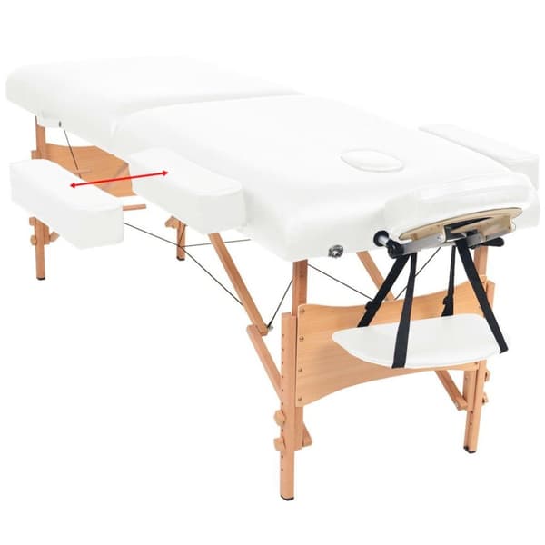 vidaXL sammenfoldeligt massagebord 2 zoner 10 cm tyk hynde hvid