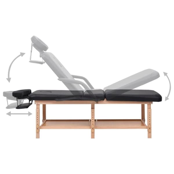 vidaXL Massagebord 3 zoner svart konstläder