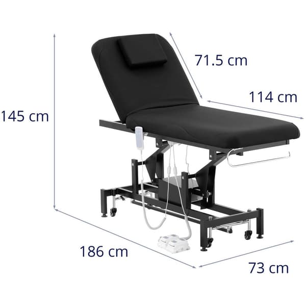 Physa Elektrisk massagebänk - 2 motorer - 200 kg - Svart