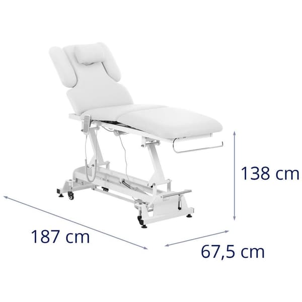 Physa Elektrisk massagebänk - 3 motorer - 250 kg - Vit