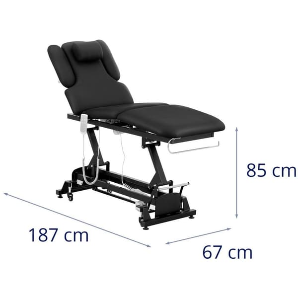 Physa Elektrisk massagebänk - 3 motorer - 250 kg - Svart