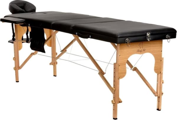 Trä massageläge - 3 segment - justerbar - svart ECO-läder - 213 cm lång