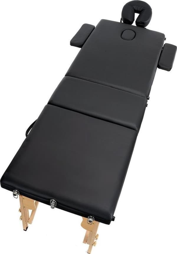 Trä massageläge - 3 segment - justerbar - svart ECO-läder - 213 cm lång