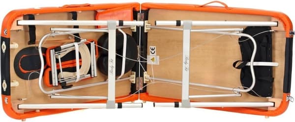 Massagebord i aluminium - 3 segmenter - justerbar - orange & sort - 212 cm lang