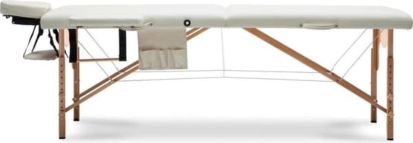 Massagebänk i trä XXL - 2 segment - justerbar - kräm - 223 cm lång