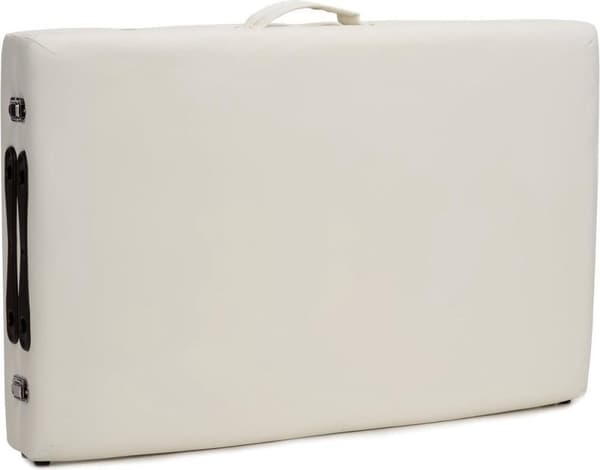 Massagebänk i trä XXL - 2 segment - justerbar - kräm - 223 cm lång