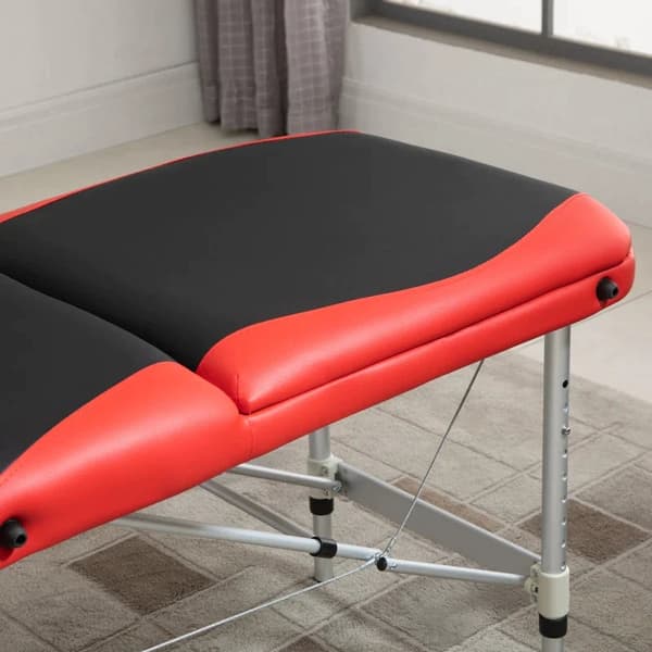 Rootz hopfällbara massagebänk - kosmetiska bord - höjdjusterbart massagebord med nackstöd - massagesäng - aluminiumskum - plast - svart + röd - 215 x