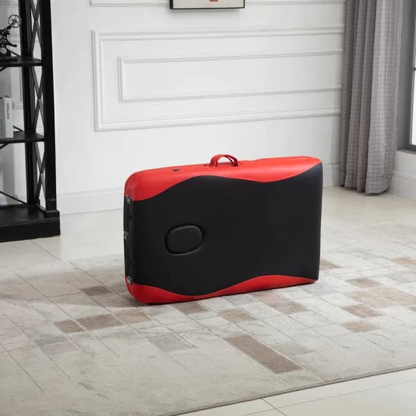 Rootz hopfällbara massagebänk - kosmetiska bord - höjdjusterbart massagebord med nackstöd - massagesäng - aluminiumskum - plast - svart + röd - 215 x