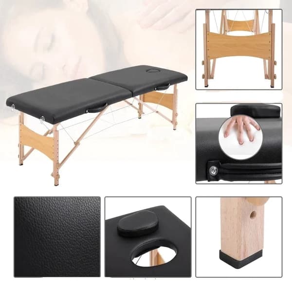 Rootz Massagebord - Mobilt massagebord - Højdejusterbar kosmetikbænk - Bærbart spabord - Professionelt massagebord - Blødt og behageligt - Poppeltræ -