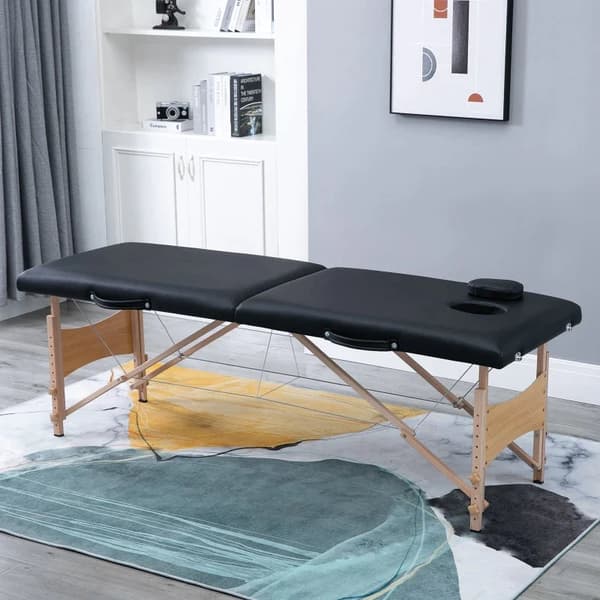 Rootz Massagebord - Mobilt massagebord - Højdejusterbar kosmetikbænk - Bærbart spabord - Professionelt massagebord - Blødt og behageligt - Poppeltræ -