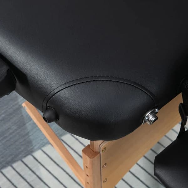 Rootz Bærbar Massageseng - Sammenklappelig Spa - Skønhedsmassagebord - 2 sektioner - Nakkestøtte Bøg - Bæretaske - Træramme - Sort - 215L x 80W x 61-8
